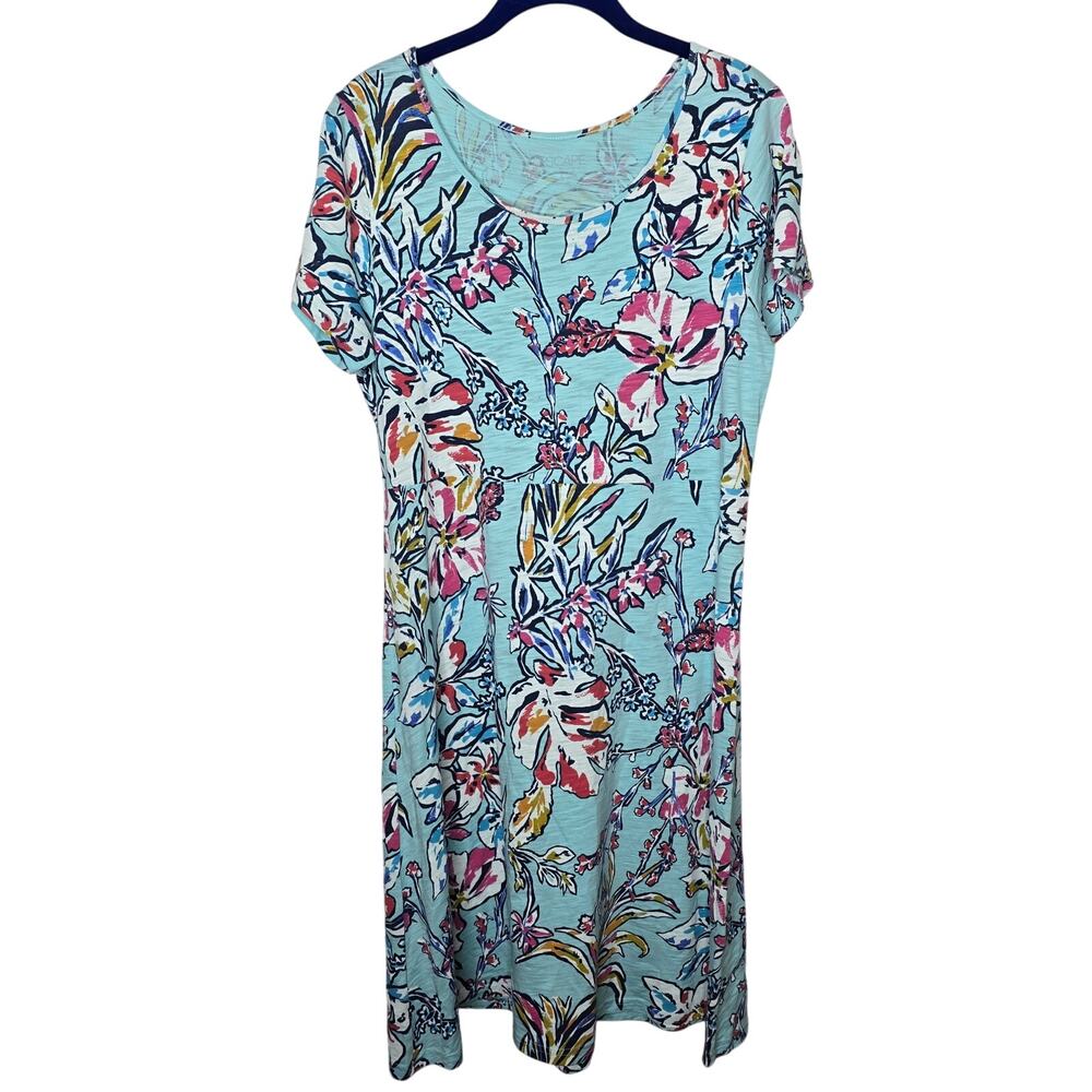 Escape by Habitat Blue Floral Short Sleeve Dress Size Small